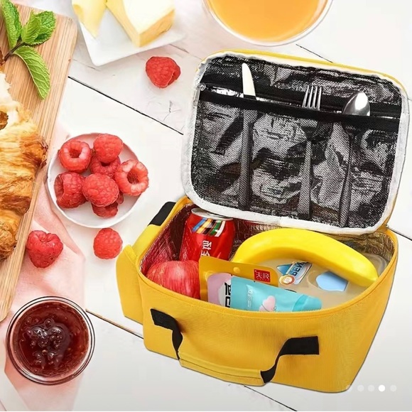 School Bus Shape Lunch Bag Outdoor Picnic Waterproof Bag Lunch Box Bag Insulated - Picture 5 of 5